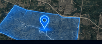 Aerial map with the parcel outline and location pin